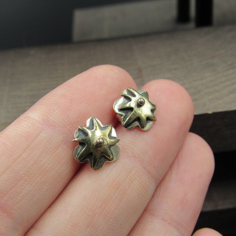 Sterling Silver Small Odd Design Stud Earrings - image 3